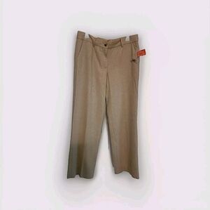 Isaac Mizrahi Wool Blend Wide Leg Khaki Tan Dress Pants Size 8 NWT